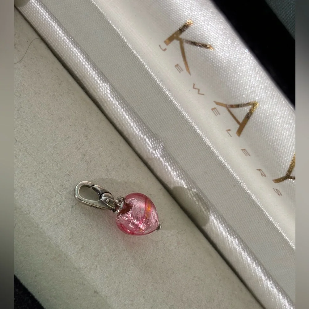 Sterling silver Murano glass heart charm - Picture 3 of 3